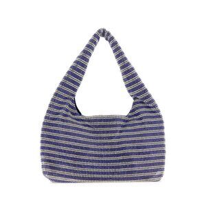 KARA Crystal Embellished Shoulder Bag Women STRIPPED Handbags